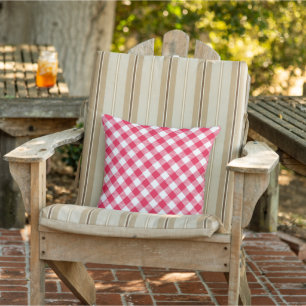 Classic Red Gingham Country Pattern Cushion