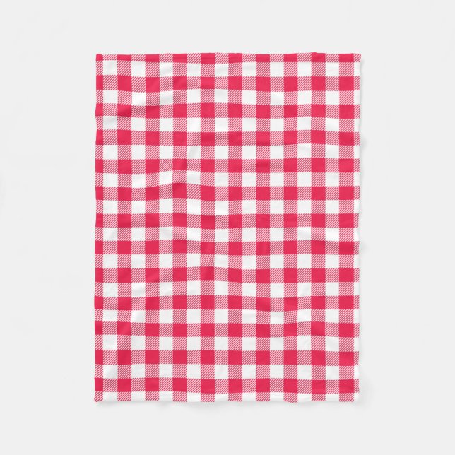 Classic Red Gingham Country Pattern Fleece Blanket (Front)