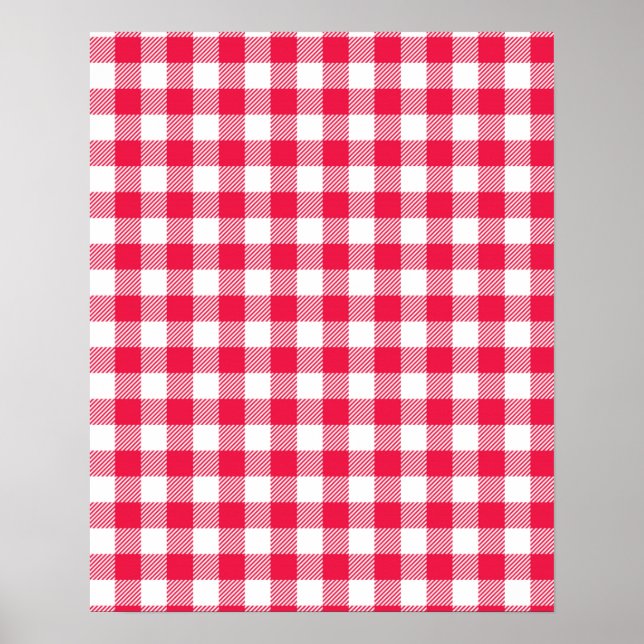 Classic Red Gingham Country Pattern Poster (Front)