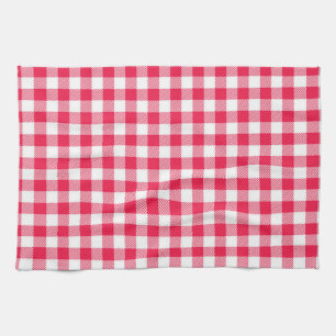 Classic Red Gingham Country Pattern Tea Towel