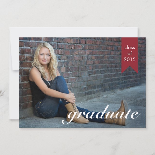 Classic Red Graduation Announcement - Invite (Front)