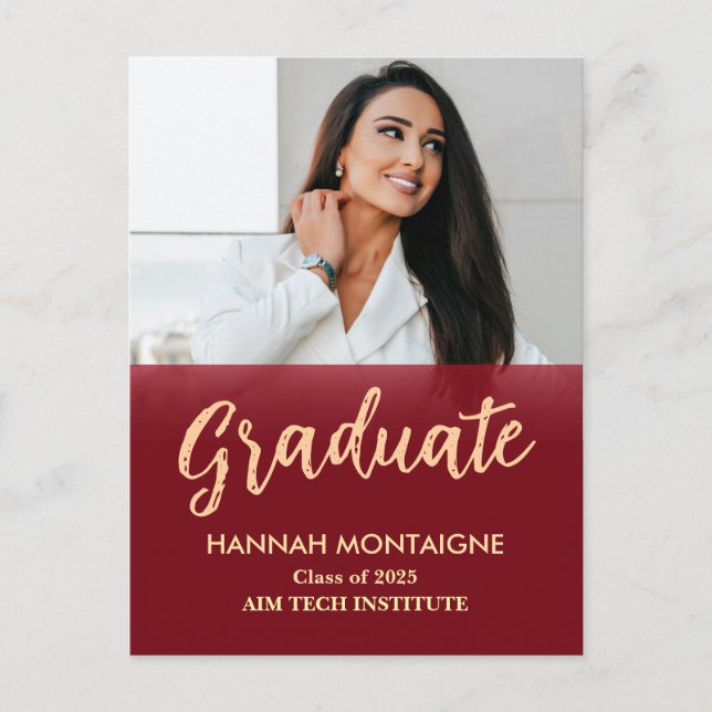 Classic Red Graduation Invitation Postcard (Front)