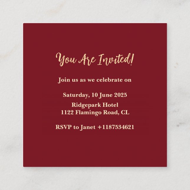 Classic Red Graduation Invite Invitation (Back)