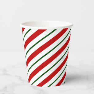 Classic Red & Green Candy Cane Stripes Christma Paper Cups