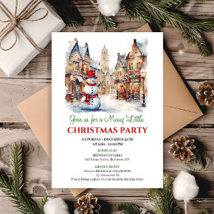 Classic red green Christmas scene party card