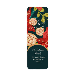 Classic Red & Green Floral Christmas Return Address Label