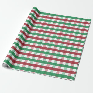 Classic Red & Green Gingham Plaid Christmas Wrapping Paper