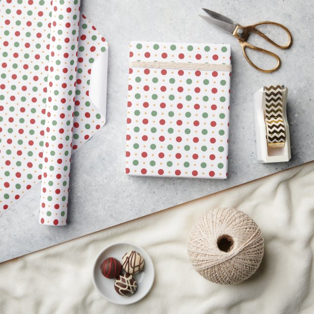 Classic Red & Green Polka Dot Wrapping Paper (Crafts)