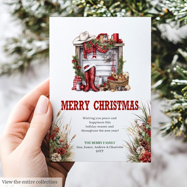 Classic red green ranch Christmas greeting card (Classic red green ranch Christmas greeting card

)
