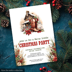 Classic red green ranch Christmas party invite