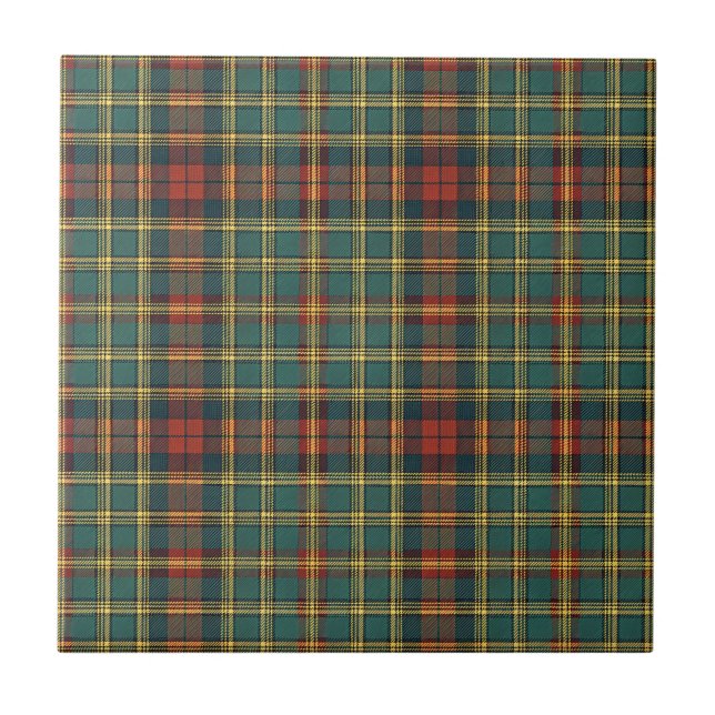 Classic Red & Green Scottish Tartan Plaid Pattern Ceramic Tile (Front)