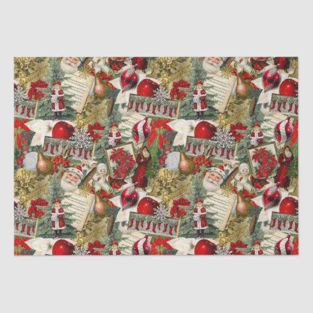 Classic Red & Green Victorian Christmas  Tissue Paper (Front)