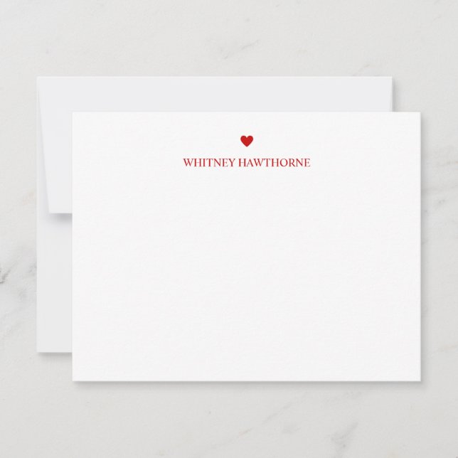 Classic Red Heart Stationery Love Simple Valentine Card (Front)