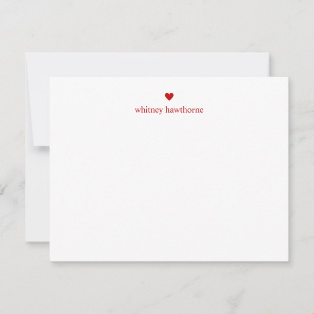 Classic Red Heart Stationery Simple Minimalist  Card (Front)