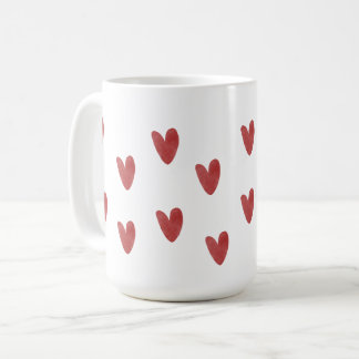 Classic Red Hearts Pattern White Coffee Mug
