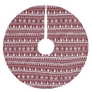Classic Red Holiday Christmas Sweater Pattern Brushed Polyester Tree Skirt