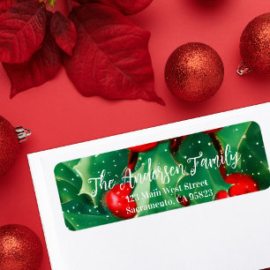 Classic Red Holly Berry & Winter Greenery Address Return Address Label