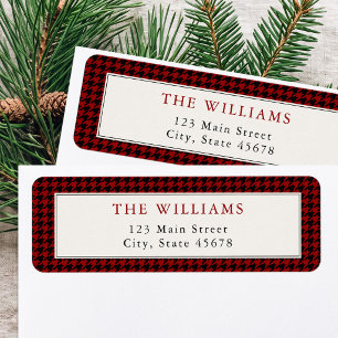 Classic Red Houndstooth Return Address Label
