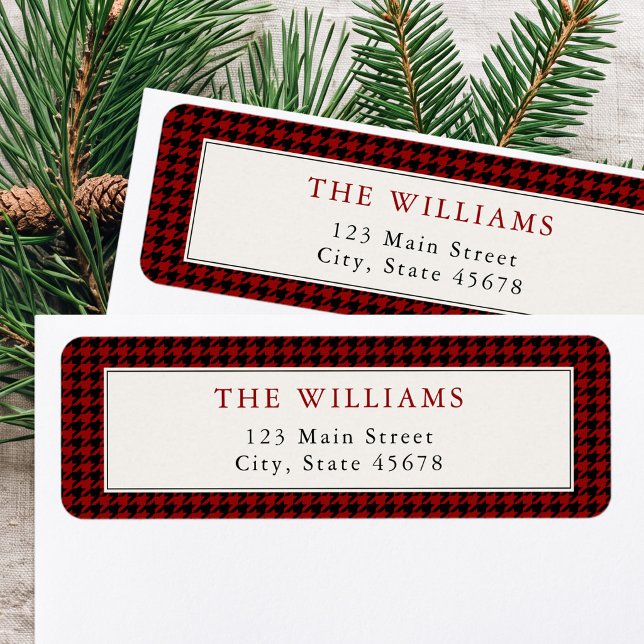 Classic Red Houndstooth Return Address Label (Creator Uploaded)