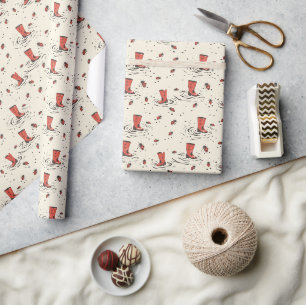 Classic Red Ladybugs with Rainboots Wrapping Paper