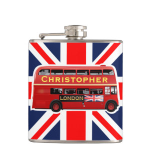 Classic Red London Bus Hip Flask