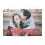Classic Red Merry Christmas Holiday Card<br><div class="desc">Introducing a delightful Christmas photo card design that places your cherished photo at the forefront, creating a captivating backdrop for your holiday greetings. The design embraces simplicity and classic elegance, ensuring your family's image takes centre stage in this festive creation. The card design features a timeless and traditional colour scheme,...</div>