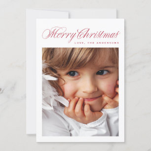 Classic Red Merry Christmas Traditional Photo Holiday Card