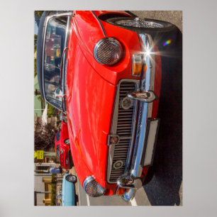 Classic red MGB roadster sports car Poster