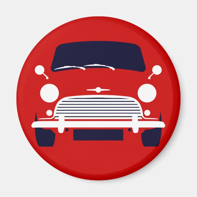 Classic Red Morris Mini Cooper Magnet (Front)
