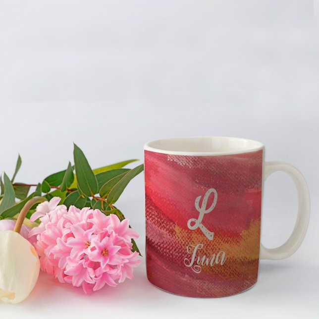 Classic red name monogram coffee mug (Creator Uploaded)