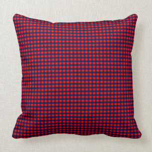 Classic Red Navy Blue Gingham Pattern Throw Pillow