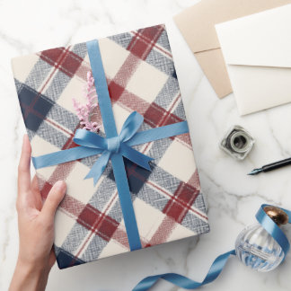 Classic Red Navy Heritage Tartan Plaid Pattern Wrapping Paper