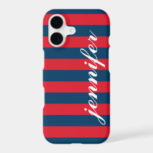 Classic Red Navy Striped Monogram