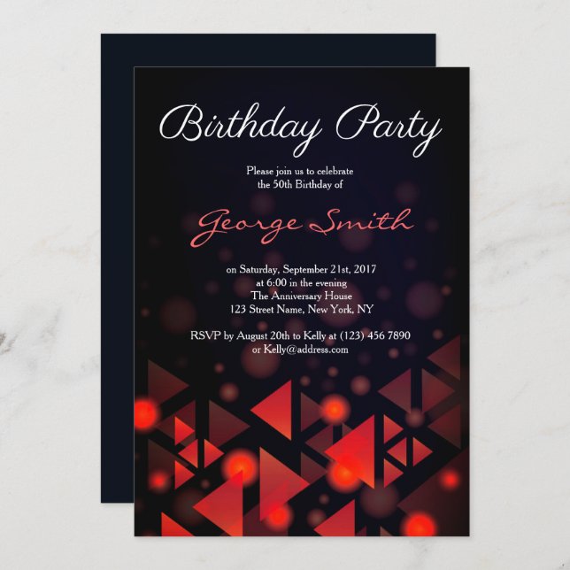 Classic Red Old School Birthday Party Invite (Front/Back)
