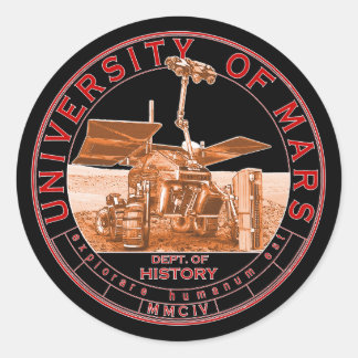 Classic Red Orange Logo Mars University Round Sticker