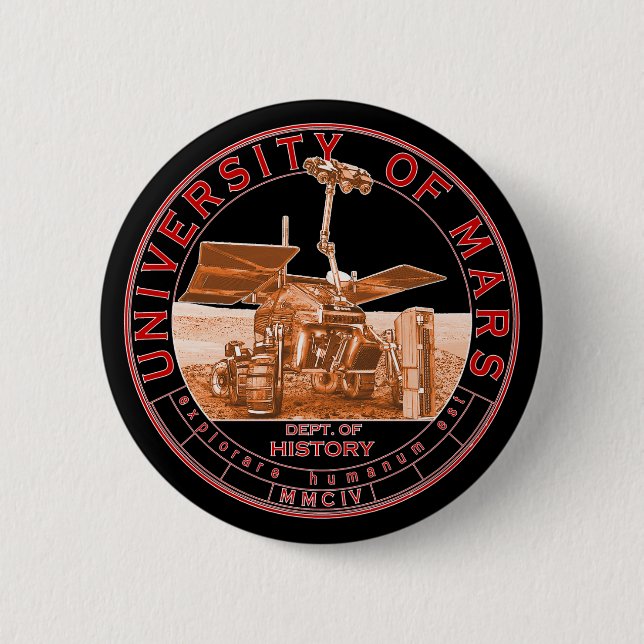 Classic Red Orange White Logo Mars University 6 Cm Round Badge (Front)