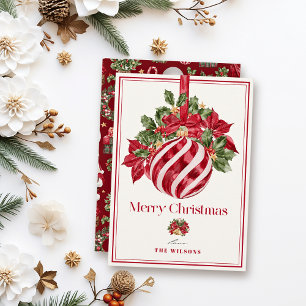 Classic Red Ornament Christmas Holiday Card