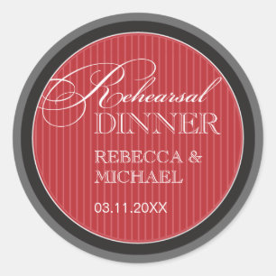 Classic Red Pinstripe Rehearsal Dinner Sticker