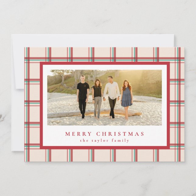 Classic Red Plaid Christmas Card (Front)
