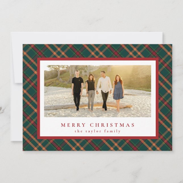 Classic Red Plaid Christmas Card (Front)