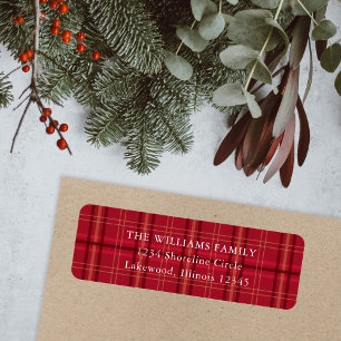 Classic Red Plaid Christmas Return Address Return Address Label