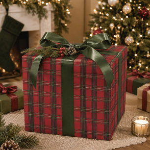 Classic Red Plaid Christmas Wrapping Paper