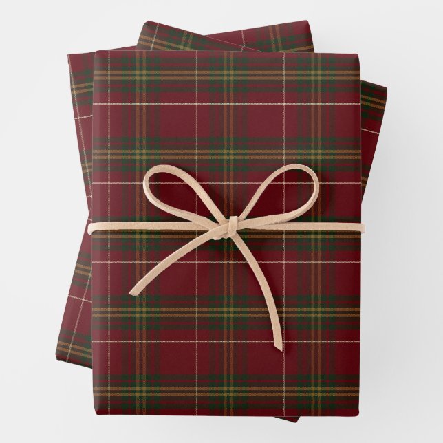 Classic Red Plaid Christmas Wrapping Paper Sheet (In situ)