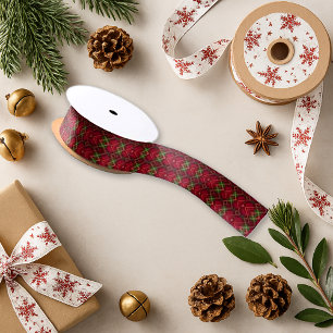 Classic Red Plaid Holiday Gift  Satin Ribbon
