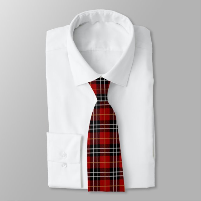 Classic Red Plaid Pattern Tie (Tied)