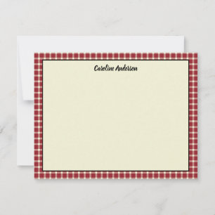 Classic Red Plaid Pattern with Your Name Card