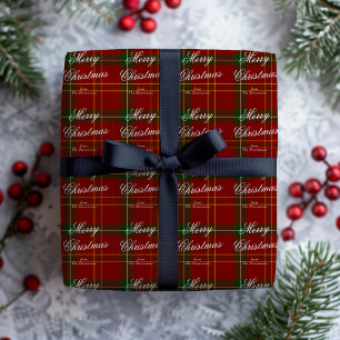 Classic Red Plaid Personalised Merry Christmas Wrapping Paper