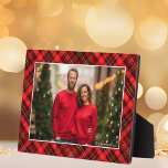 Classic Red Plaid Tartan Christmas Photo Plaque<br><div class="desc">A classic red plaid tartan pattern behind your horizontal holiday family photograph for a festive,  traditional Christmas photo plaque. Simple and beautiful Christmas gift.</div>