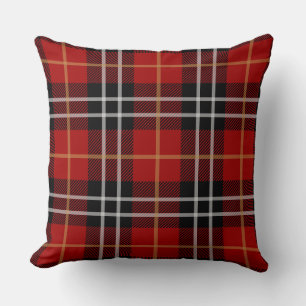 Classic Red Plaid Throw Pillow