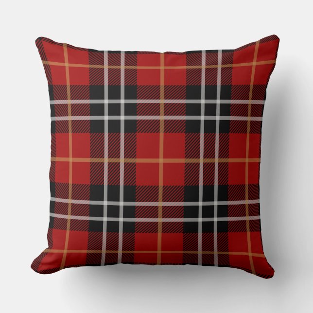 Classic Red Plaid Throw Pillow (Front)